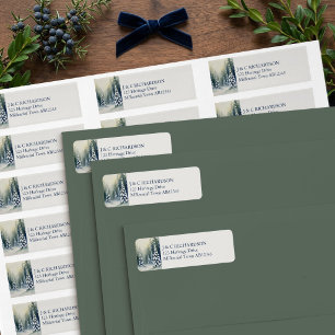 Old Money Winter Pine Forest Return Address Label