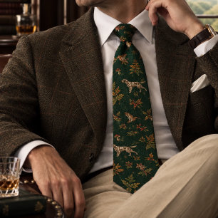 Old Money Woodcock Pointer Autumn Forest Neck Tie