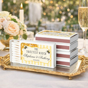 Old Money Yellow Stripes Honey Bee Wedding Favor Matchboxes