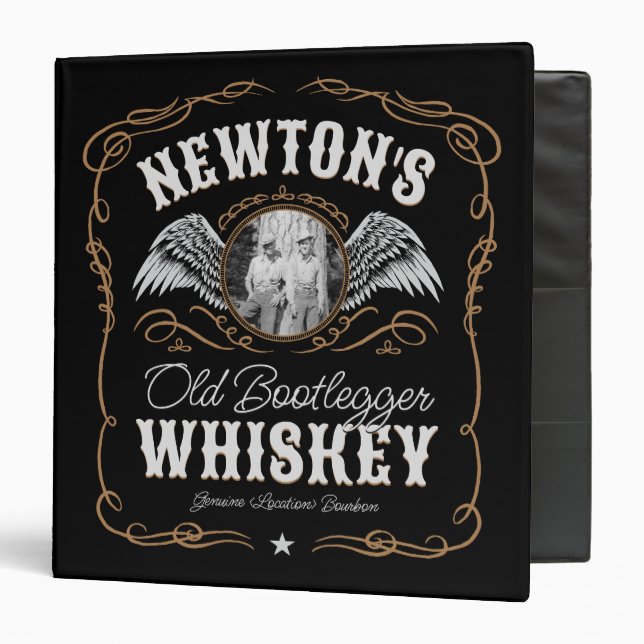  Old Moonshine Whiskey Label ADD PHOTO Family Name 3 Ring Binder (Front/Inside)