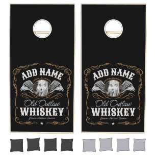 Old Moonshine Whiskey Label ADD PHOTO Family Name Cornhole Set