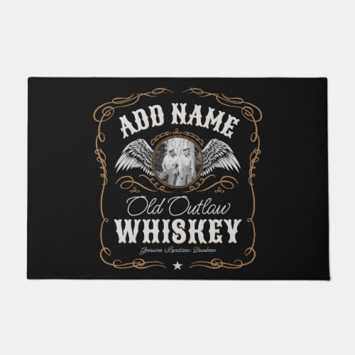  Old Moonshine Whiskey Label ADD PHOTO Family Name Doormat
