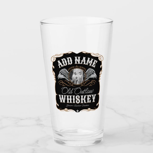  Old Moonshine Whiskey Label ADD PHOTO Family Name Glass (Front)