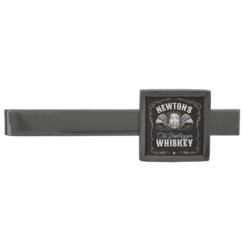 Old Moonshine Whiskey Label ADD PHOTO Family Name Gunmetal Finish Tie Bar