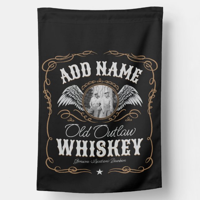  Old Moonshine Whiskey Label ADD PHOTO Family Name House Flag (Back)