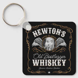 Old Moonshine Whiskey Label ADD PHOTO Family Name Keychain