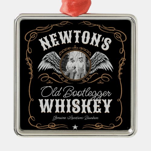  Old Moonshine Whiskey Label ADD PHOTO Family Name Metal Ornament