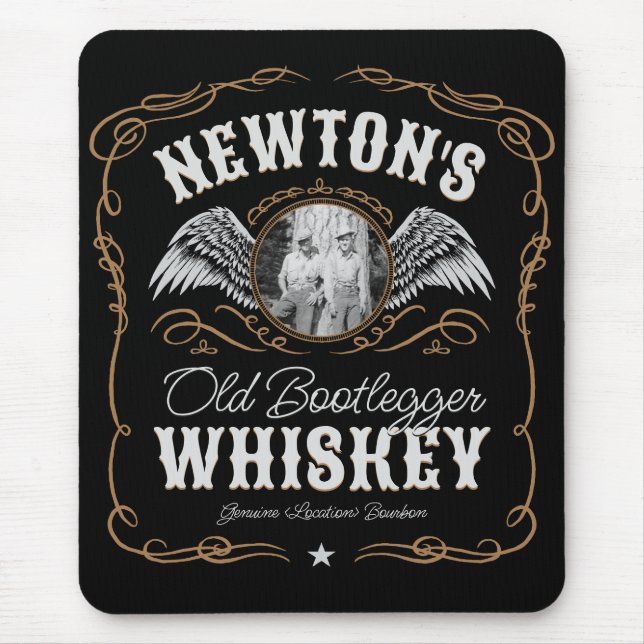  Old Moonshine Whiskey Label ADD PHOTO Family Name Mouse Pad (Front)