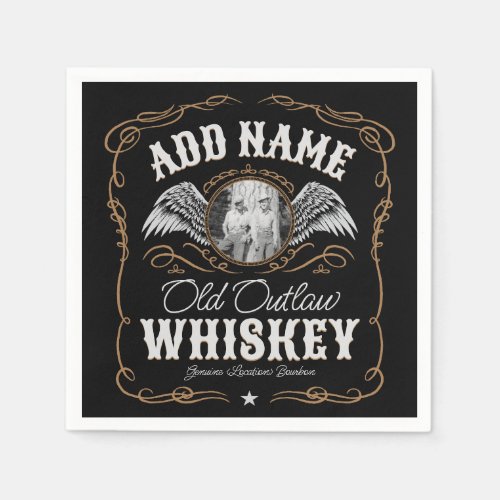  Old Moonshine Whiskey Label ADD PHOTO Family Name Napkins