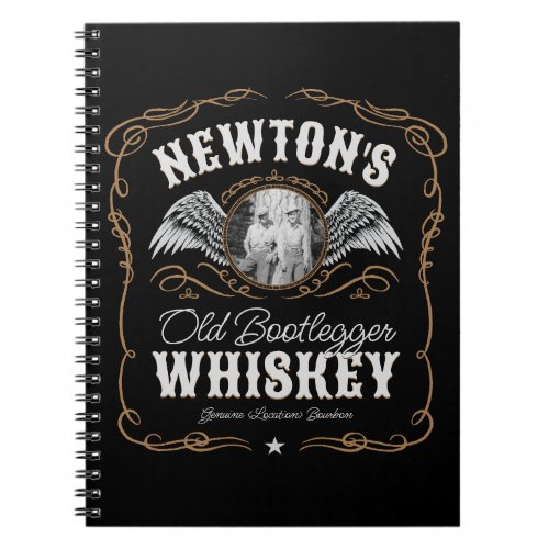  Old Moonshine Whiskey Label ADD PHOTO Family Name Notebook