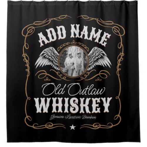  Old Moonshine Whiskey Label ADD PHOTO Family Name Shower Curtain