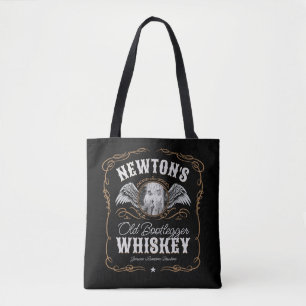  Old Moonshine Whiskey Label ADD PHOTO Family Name Tote Bag