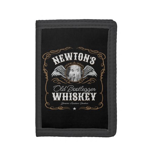  Old Moonshine Whiskey Label ADD PHOTO Family Name Trifold Wallet