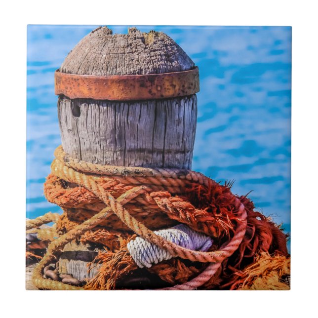 Old Mooring Bollard Ceramic Tile (Front)