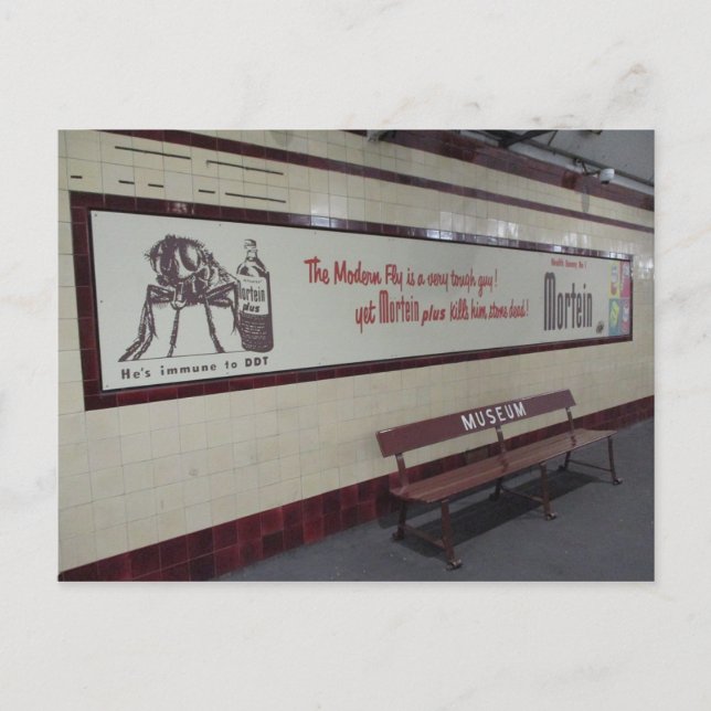 Old Mortein Ad in Museum Station Postcard (Front)