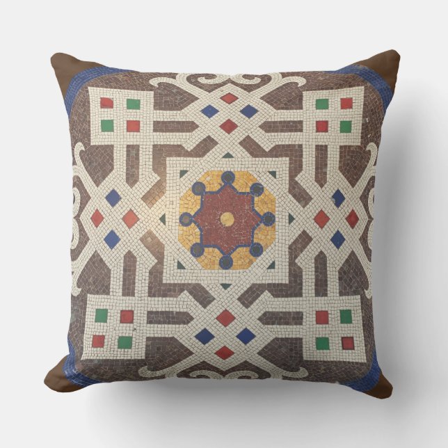 Old mosaic tiles floor in Milan - Italian art Outdoor Pillow (Front)