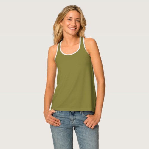 Old Moss Green Solid Color Tank Top