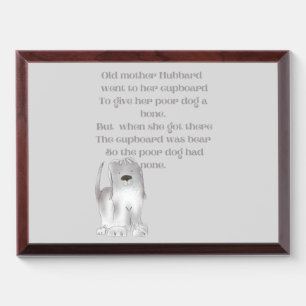 Old Mother Hubbard cartoon fun in grays Award Plaque