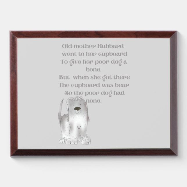 Old Mother Hubbard cartoon fun in grays  Award Plaque (Horizontal)