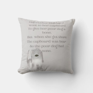 Old Mother Hubbard cartoon fun in grays Throw Pillow
