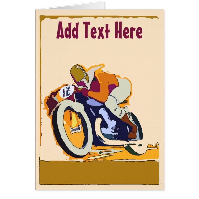 Old Motorcycle Racer, add text Cards (Front)