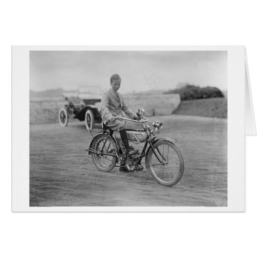 Old Motorcycle with Lantern Headlight Cards (Front Horizontal)