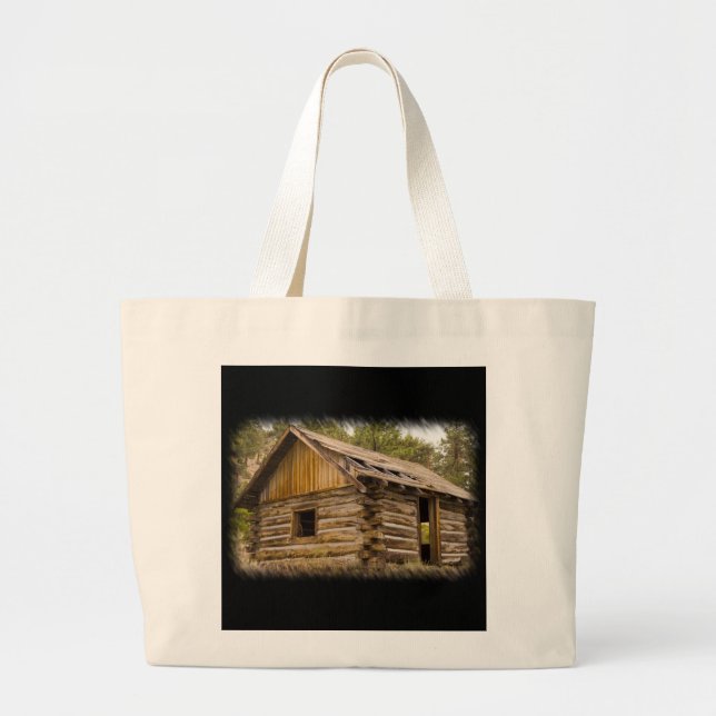 Old Mountain Cabin Large Tote Bag (Front)