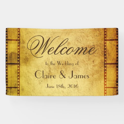 Old Movie Film Welcome Wedding Banner