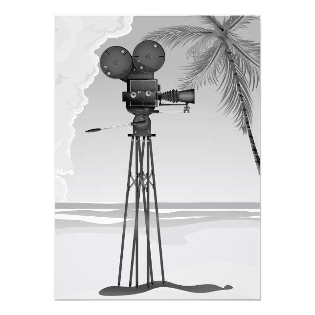 Old Movie time vintage film camera. Photo Print (Front)