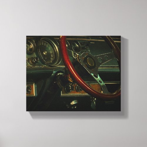 Old Muscle Classic Car Dashboard Driver Drive Canvas Print