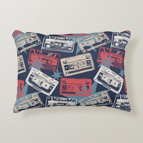 Old Music Cassettes Vintage Seamless Accent Pillow