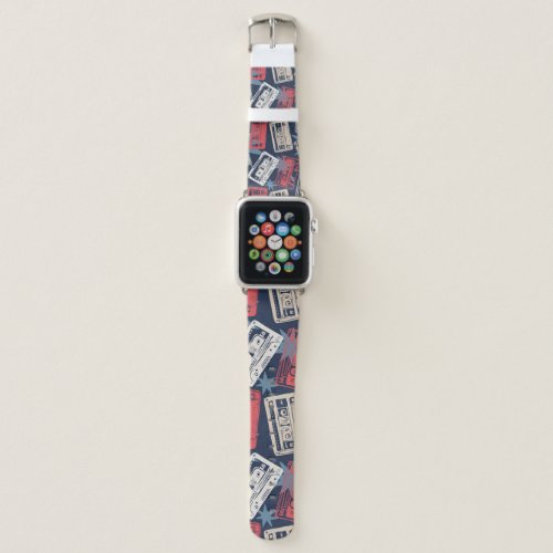 Old Music Cassettes Vintage Seamless Apple Watch Band