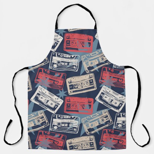 Old Music Cassettes Vintage Seamless Apron