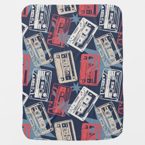 Old Music Cassettes Vintage Seamless Baby Blanket