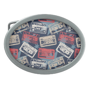 Old Music Cassettes Vintage Seamless Belt Buckle