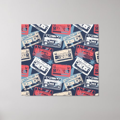 Old Music Cassettes Vintage Seamless Canvas Print