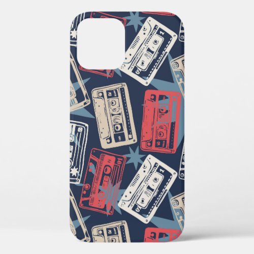 Old Music Cassettes Vintage Seamless iPhone 12 Case