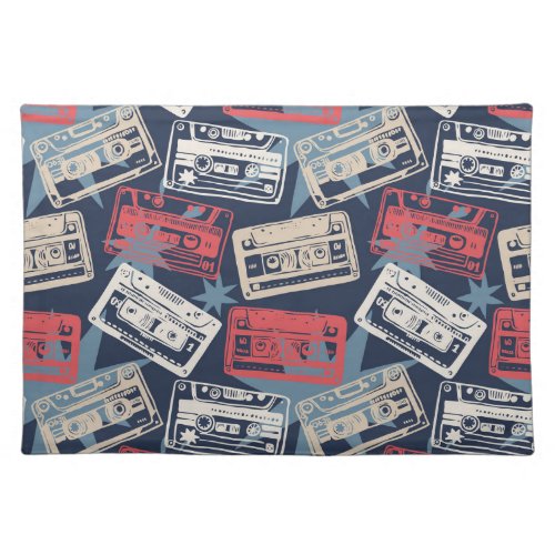 Old Music Cassettes Vintage Seamless Cloth Placemat