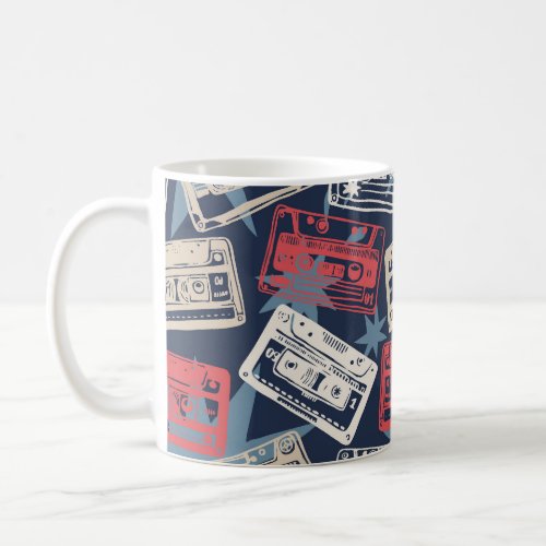 Old Music Cassettes Vintage Seamless Coffee Mug
