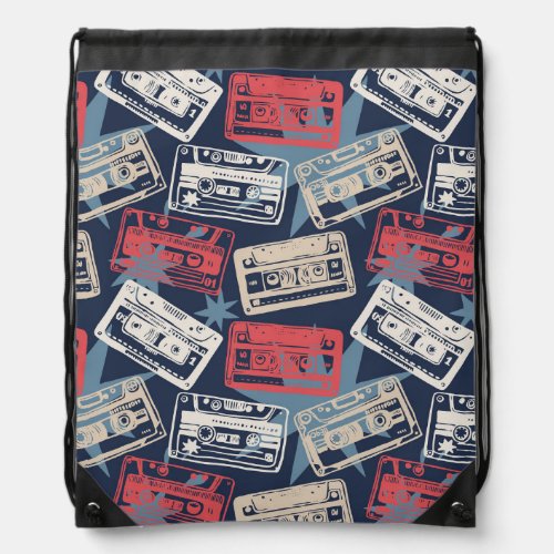 Old Music Cassettes Vintage Seamless Drawstring Bag
