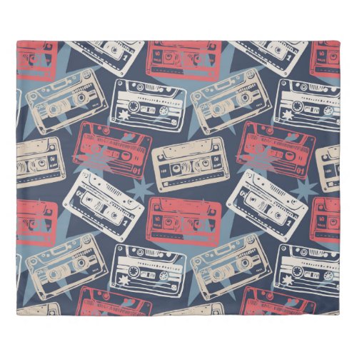 Old Music Cassettes Vintage Seamless Duvet Cover