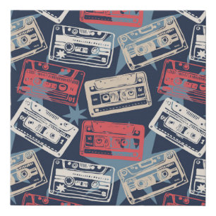 Old Music Cassettes Vintage Seamless Faux Canvas Print