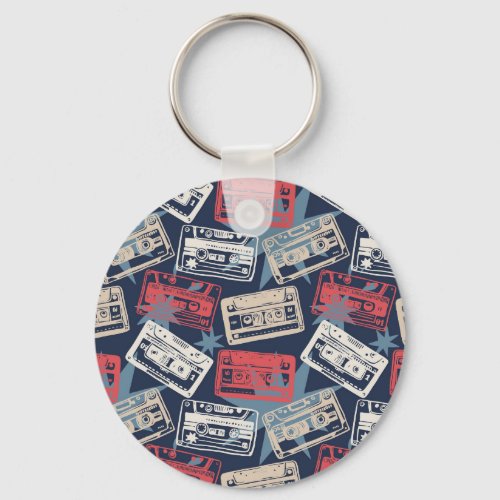 Old Music Cassettes Vintage Seamless Keychain