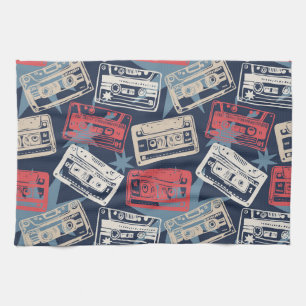 Old Music Cassettes Vintage Seamless Kitchen Towel