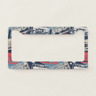 Old Music Cassettes Vintage Seamless License Plate Frame