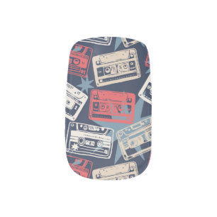 Old Music Cassettes Vintage Seamless Minx Nail Art