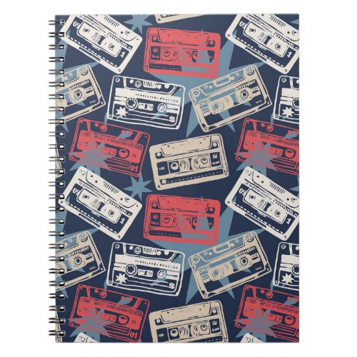 Old Music Cassettes Vintage Seamless Notebook