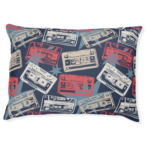 Old Music Cassettes Vintage Seamless Pet Bed