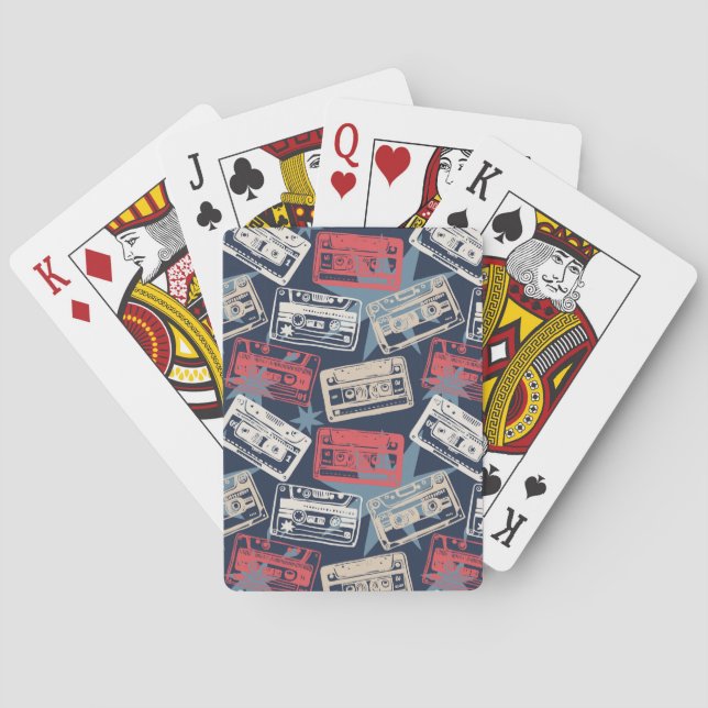 Old Music Cassettes Vintage Seamless Poker Cards (Back)