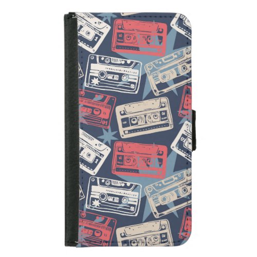 Old Music Cassettes Vintage Seamless Samsung Galaxy S5 Wallet Case